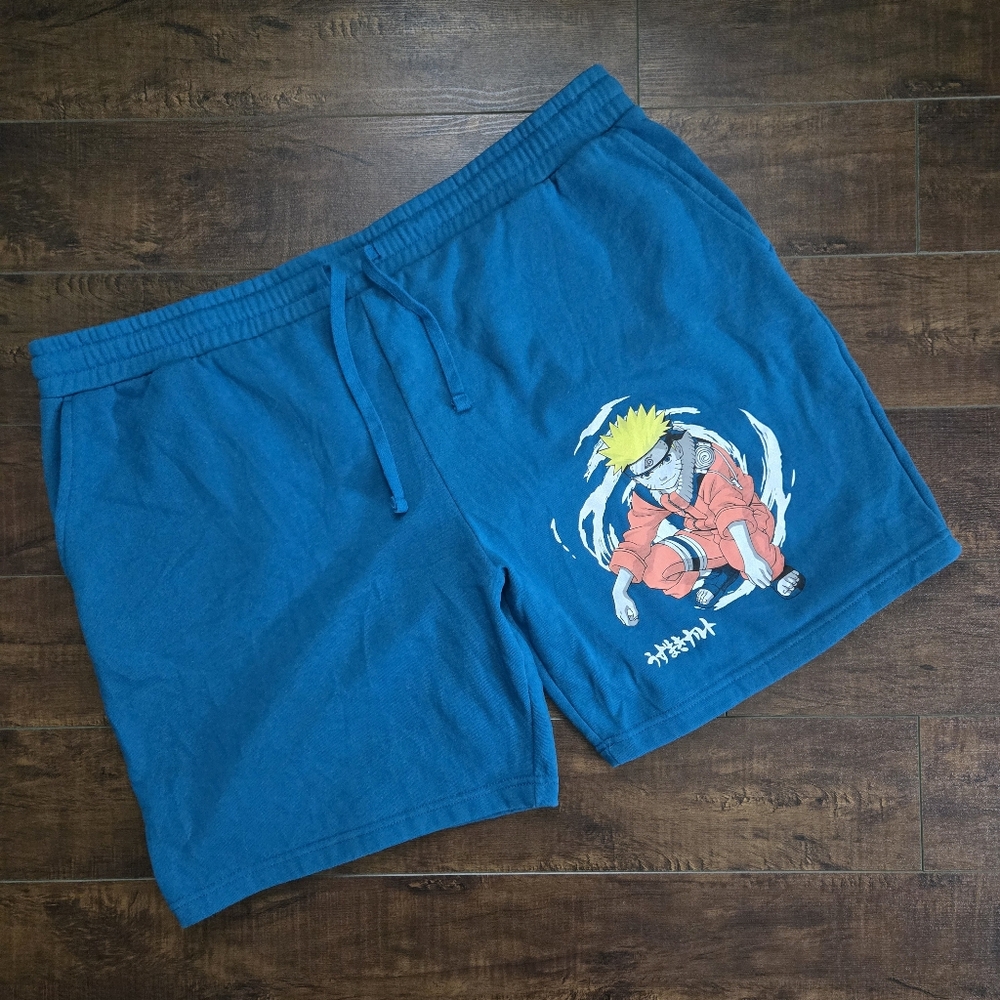 Naruto Anime Fleece Lounge Shorts Teal Size 2XL